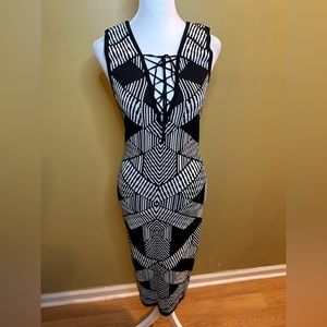 XOXO Bodycon Deep V Neck Dress - S